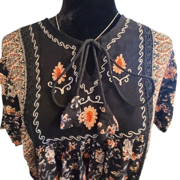 ETC Tunic Floral Bohemian Hippie Flowy Sz L - Picture 2 of 16